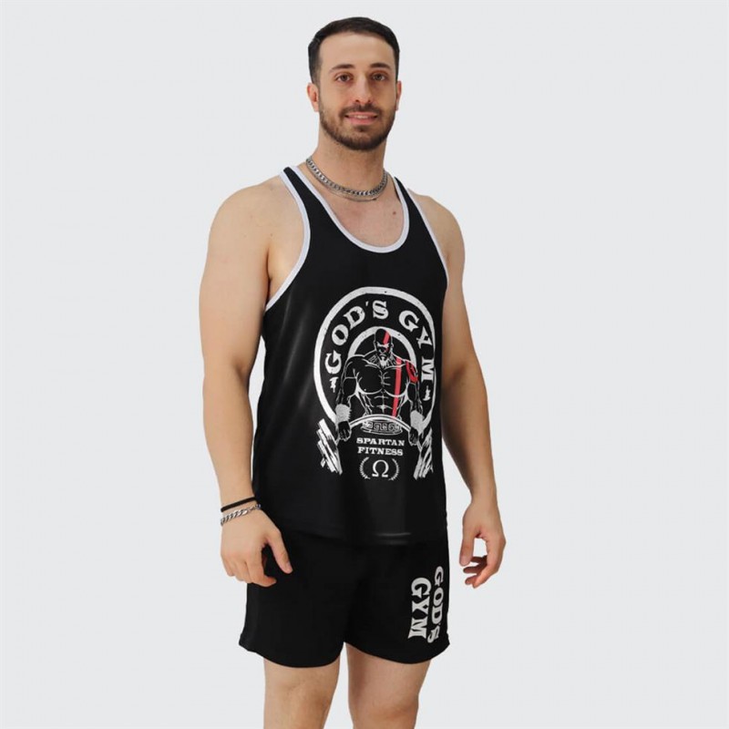 ست مردانه تاپ قهرمانی و شلوارک سوزنی GOD GYM