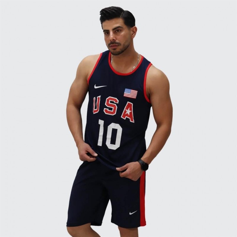ست مردانه حلقه ای و شلوارک بلند بسکتبالی USA